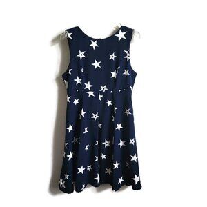 MOUSSY | Star print dress navy white fit flare sz M